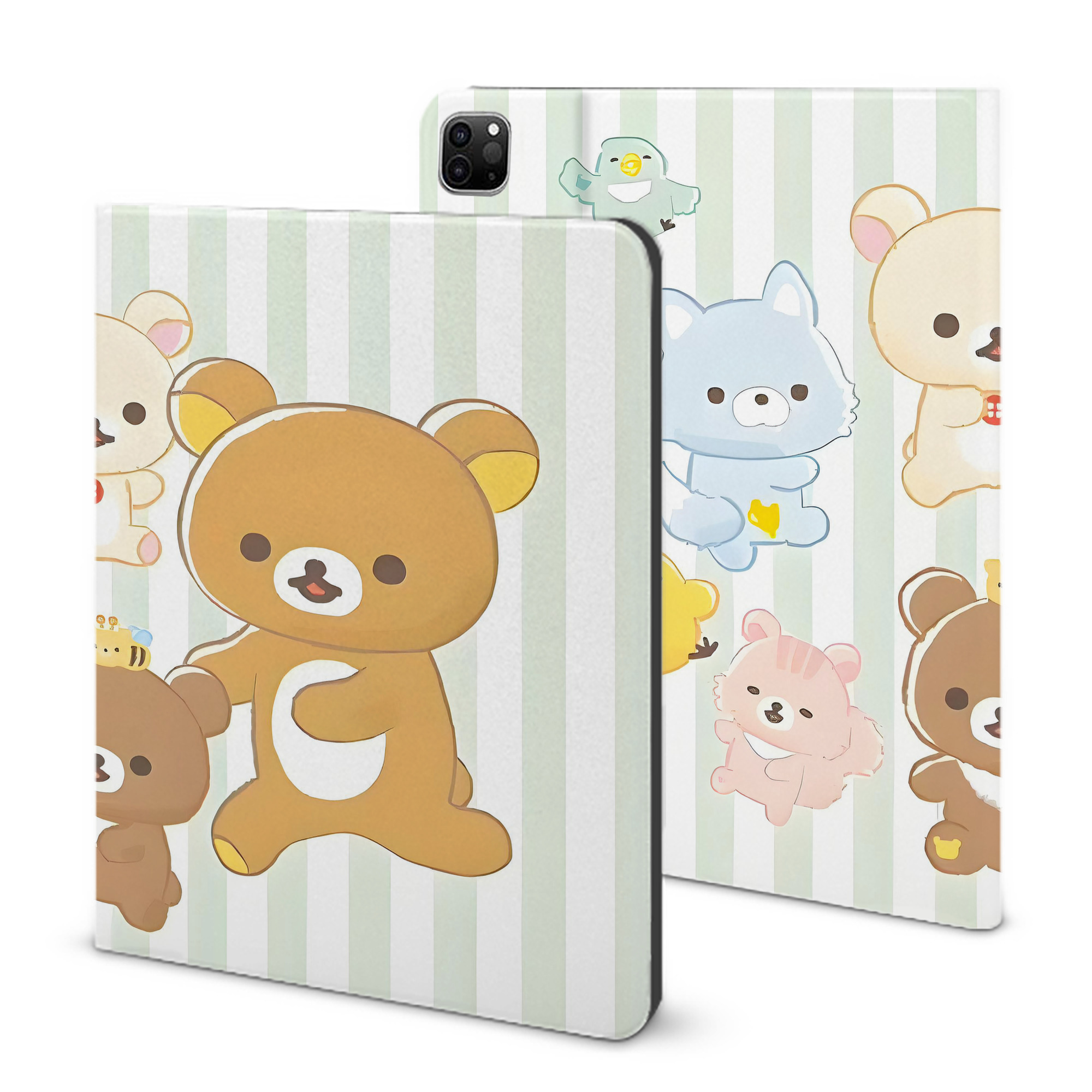 （画像用） リラックマ リラックマ キイロイトリ Rilakkuma Korilakkuma Kiiroitori IPad ケース ブック型 PUレザー TPU 耐衝撃 軽量 薄型 ペン収納なし 全面保護 IPad 各モデル対応